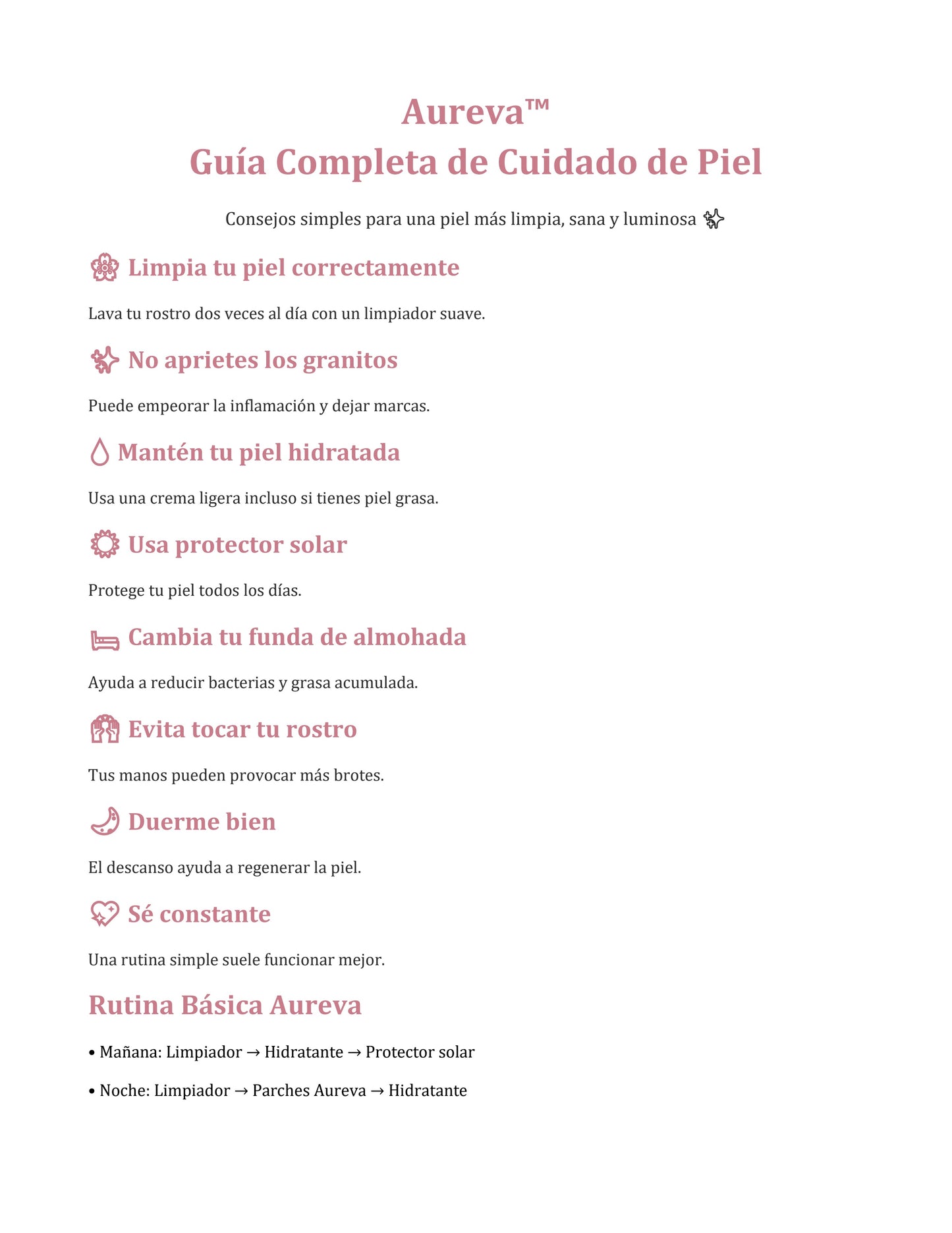 Guía para el cuidado de Piel de AUREVA